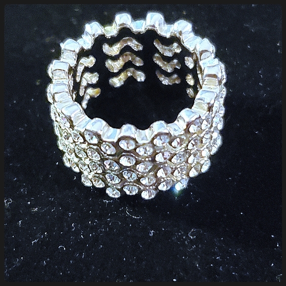 Silvertone Crystal Statement Ring - Picture 7 of 13